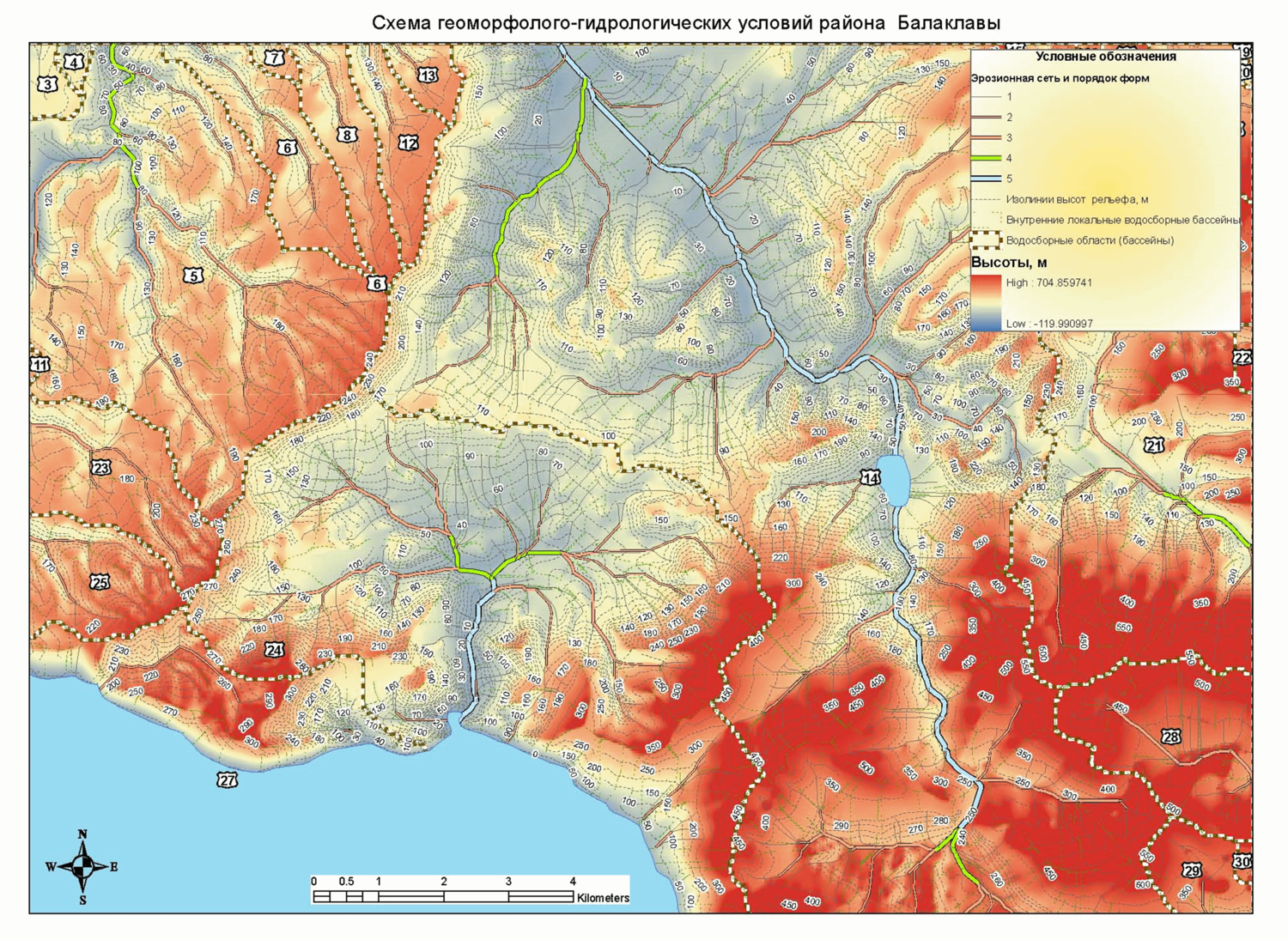 Схема геоморфолого-гидрологических условий района Балаклавы